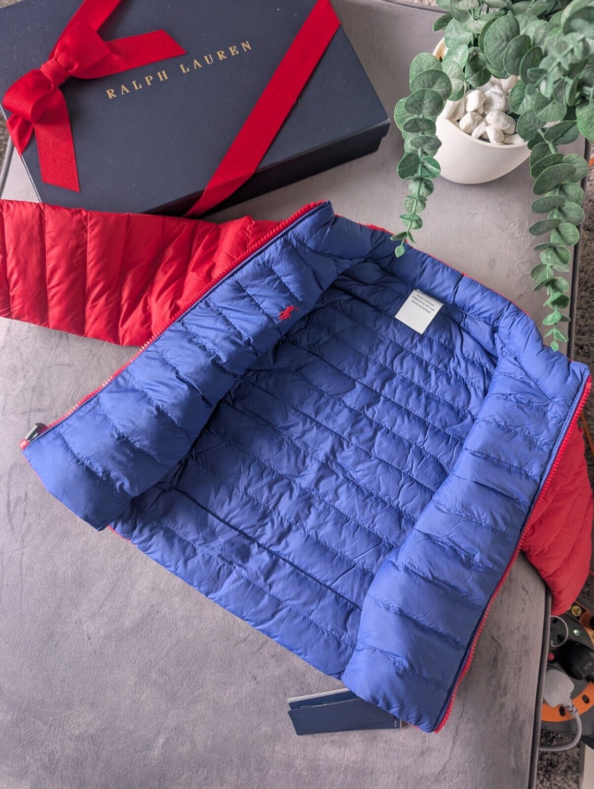 New Ralph Lauren Boys P-Layer 2 Reversible Jacket Coat Red Blue All Weather 3yrs