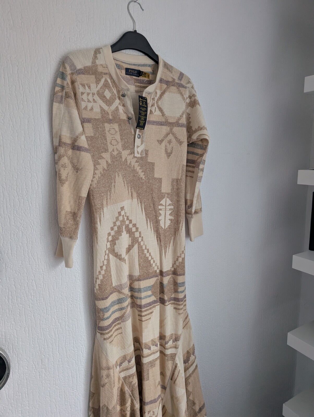 New Stunning Polo Ralph Lauren Southwestern Henley Printed Maxi Dress UK S Maxi