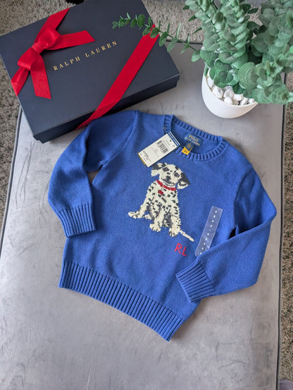 New Gorgeous Kids Ralph Lauren Dog Dalmatian Puppy Knitted Jumper Size 5yrs Gift