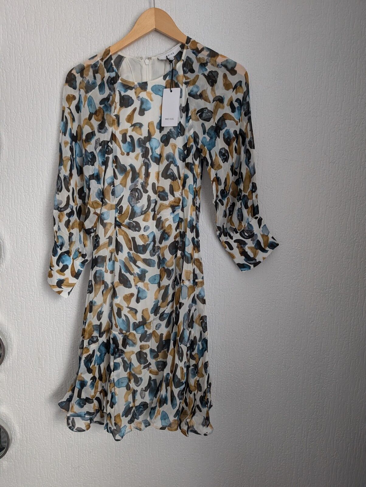 New Stunning Reiss Molly Ink Printed Mini Fit And Flare Dress UK 8 £195 Occasion