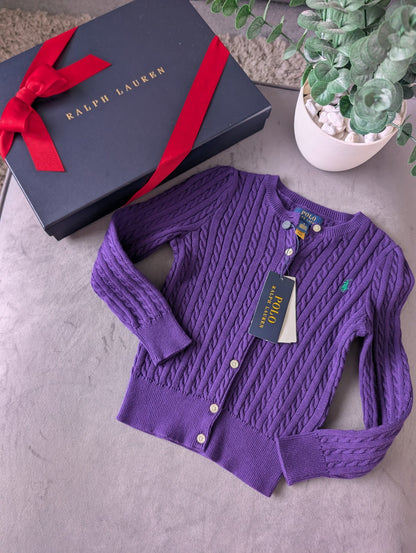 New Ralph Lauren Girls Knitted Cardigan 5 Years BNWT Gift Smart Deep Purple