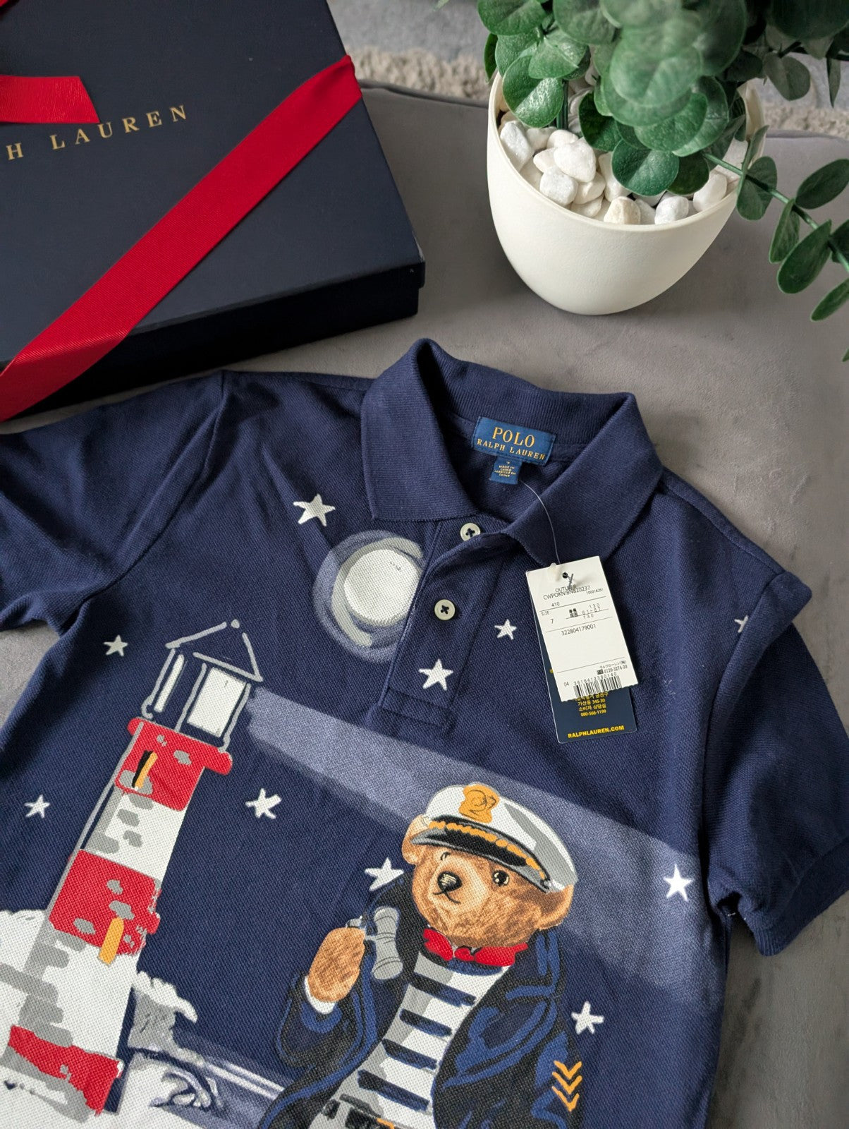 New Rare Gorgeous Special Edition Ralph Lauren Sailor Bear Polo Shirt Age 7 Gift