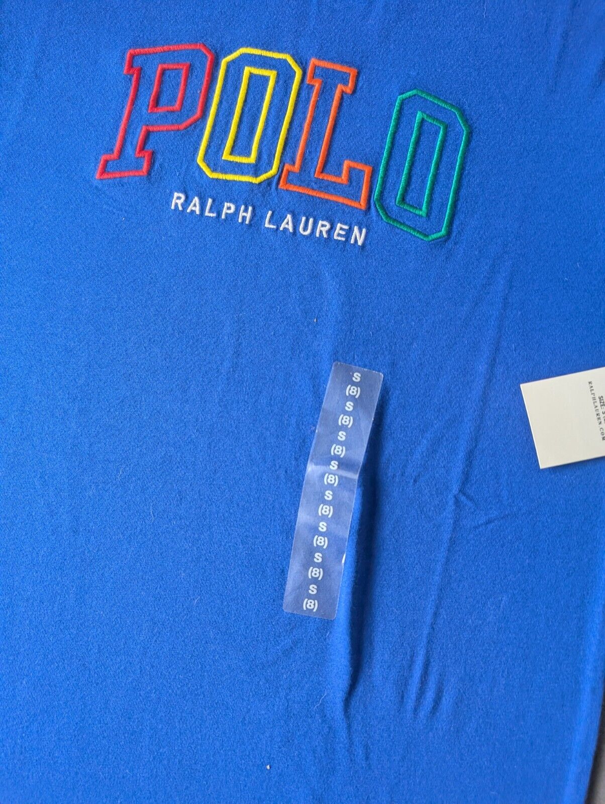 New Ralph Lauren Boys Blue Smart Pony T Shirt Age 8 Casual Embroided Rainbow