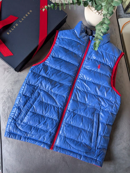 New Ralph Lauren Boys Reversible Red Blue Gilet Bodywarmer 8-10y Puffer £129