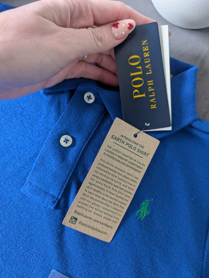 New Blue Polo By Ralph Lauren “The Earth Polo” Green  Classic Fit -Size 7 BNWT