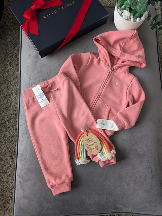 New Gorgeous Ralph Lauren Pink Scalloped Baby Girl Tracksuit  12-18m Gift Baby