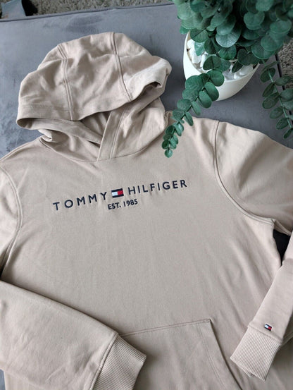 Worn Once Boys Tommy Hilfiger Sand Beige Smart Hoodie Age 16 Smart Embroidery