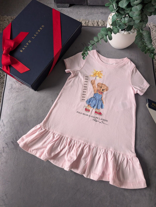 New Gorgeous Ralph Lauren Girls Pink Light  Dress Age 2 Gift Sparks Bear Pretty