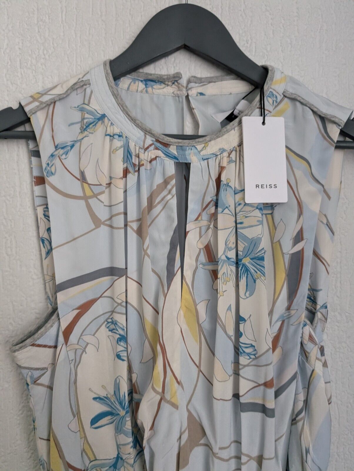 BNWT Reiss Vienna swirl print mini dress size 12 blue grey floral rrp£185 Formal