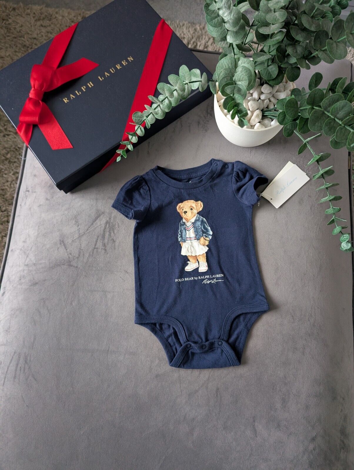 New Ralph Lauren Baby Girls Navy Blue Bear Bodysuit Gift VestRRP£45 0-3m Tennis