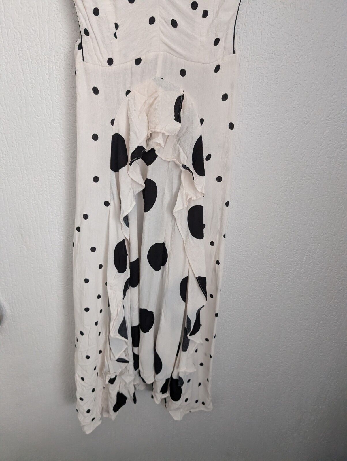 TOPSHOP Pinafore Spot Polka dot Midi Dress White Black Sz 10 worn once viral