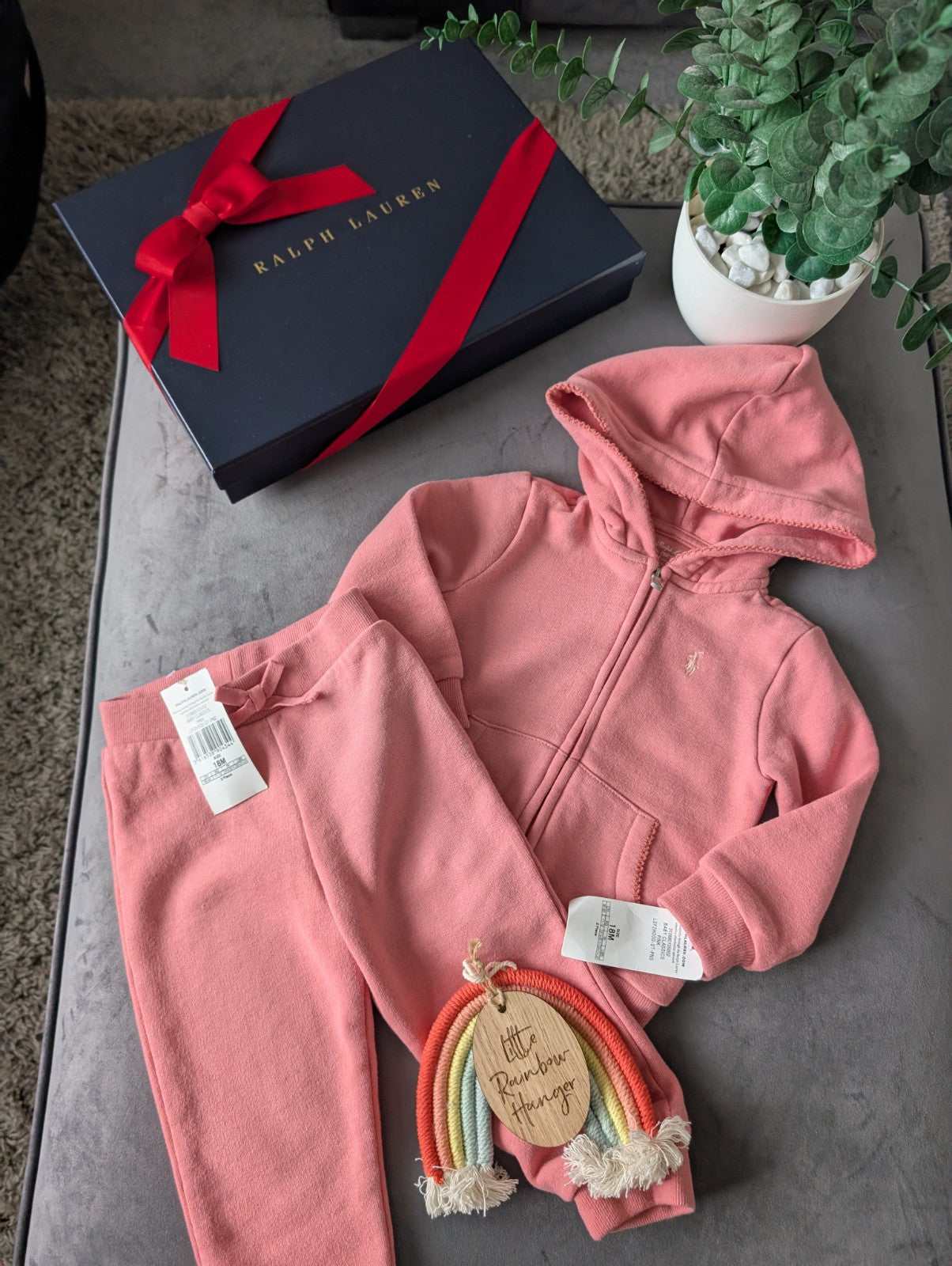 New Gorgeous Ralph Lauren Pink Scalloped Baby Girl Tracksuit  12-18m Gift Baby