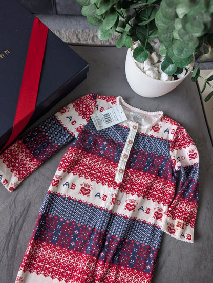 New Ralph Lauren baby Red All In One Baby Grow Aztec Fair Isle Heart gift 6-9m