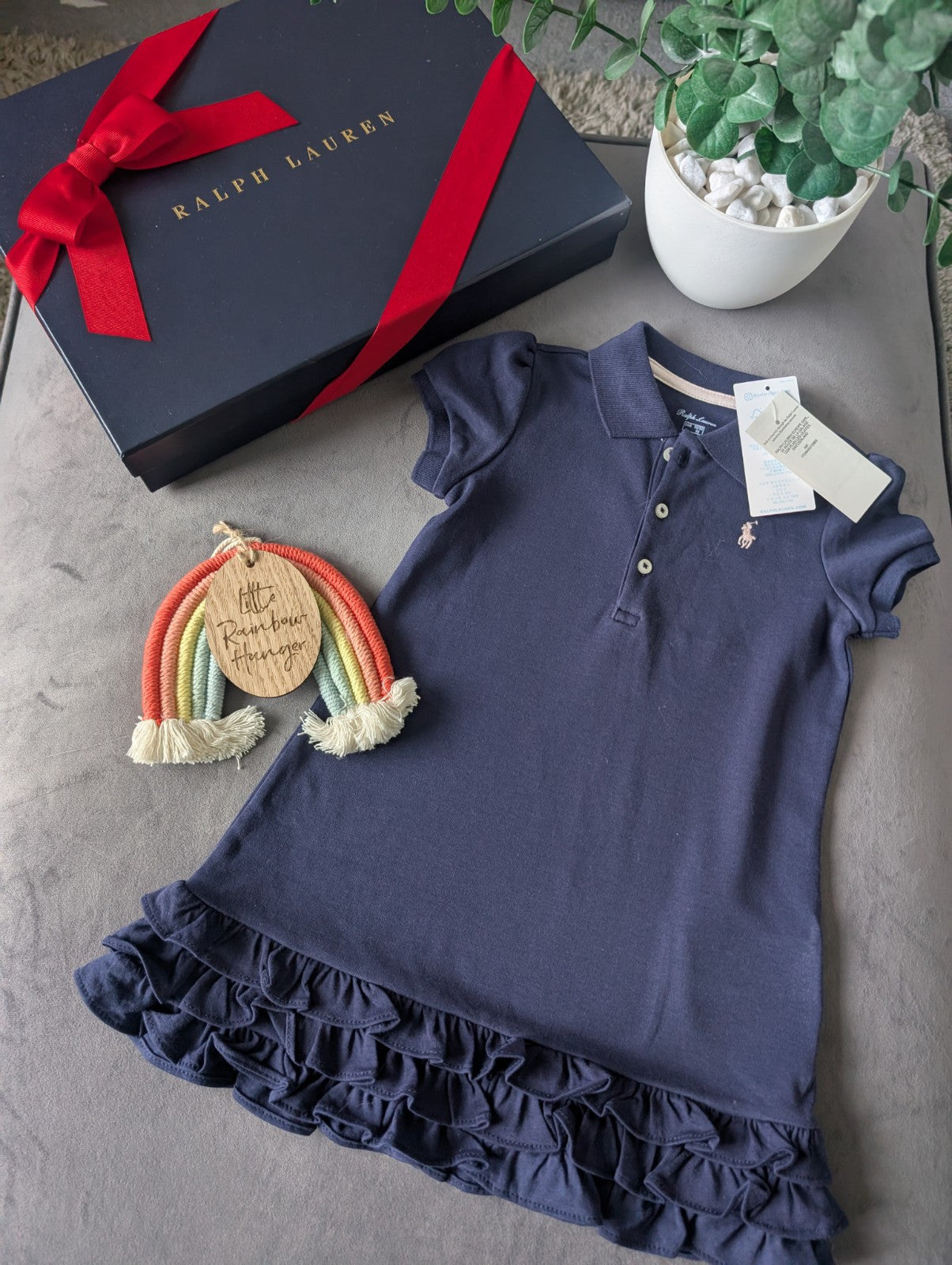 New Ralph Lauren Girls Navy Frill Polo Cupcake Cute Dress Gift 18-24m Gift