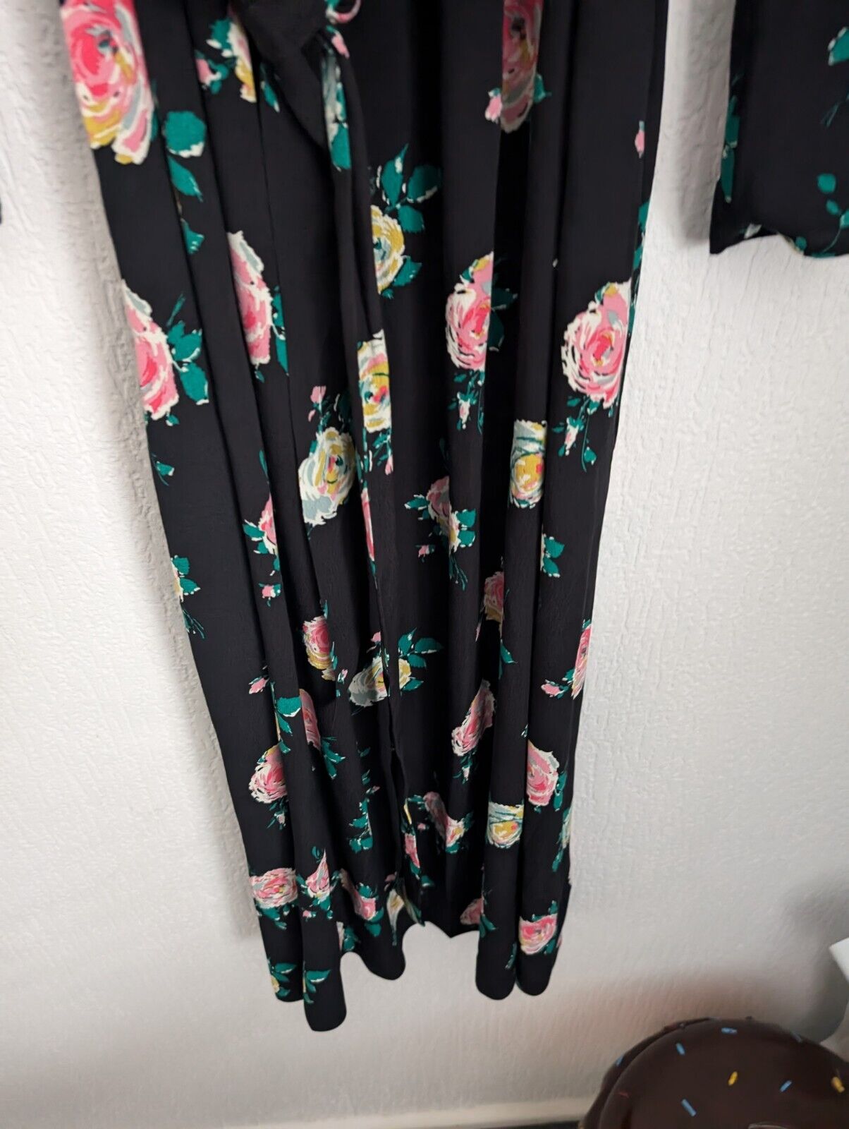 New Boden Square Neck Maxi DressBlack, Painterly Rose Size UK 10 R occasion