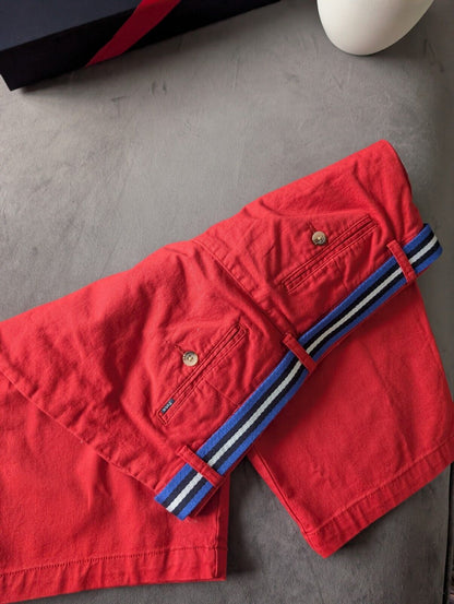 New Ralph Lauren Boys Red Chino Shorts + Belt Smart Gift Age 13 Casual Summer