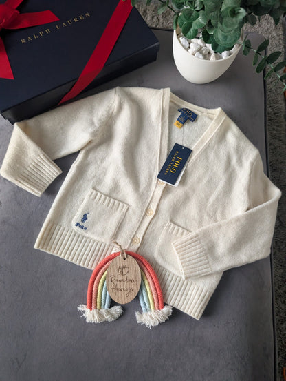 New Stunning Ralph Lauren Girls Wool Cashmere Ivory Cardigan Age 5 RRP £149 Gift