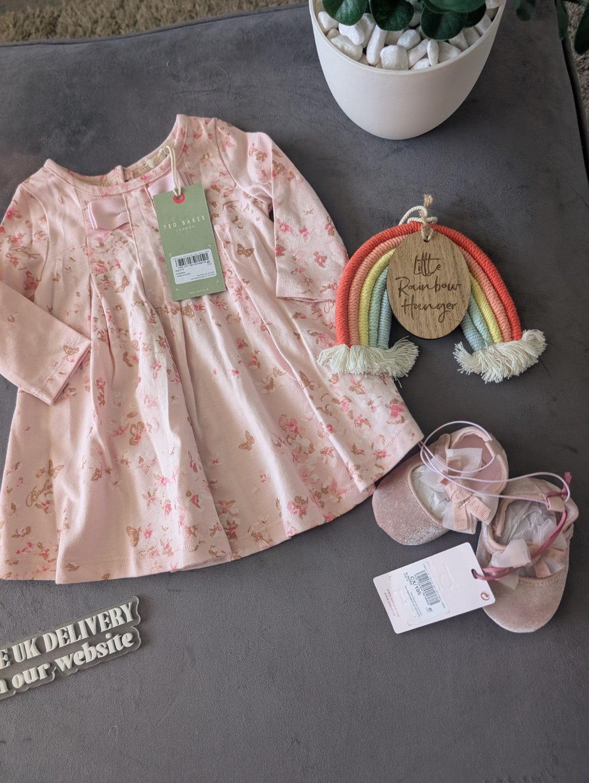 New Ted Baker Baby Girl Dress + Shoes Outfit Set Gift Frill 0-3m Floral Magical