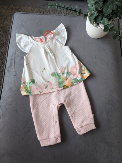 Bnwot Ted Baker Baby Girl Sleepsuit Outfit/romper Quilted Frill Gift 3-6 Floral