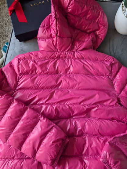 New Polo Ralph Lauren Lightweight Jacket Pink XL/16 Kids Coat Down Puffer £229