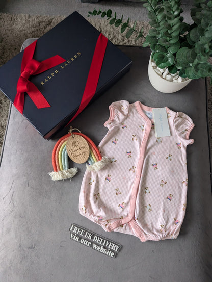 New Ralph Lauren Baby Boys Bear Embroidered All In One Sleep suit Gift 9m £60rrp