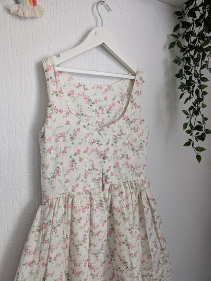 New Ralph Lauren Girls Seersucker Floral Dress Occasion Pretty 10-12y Ivory Gift