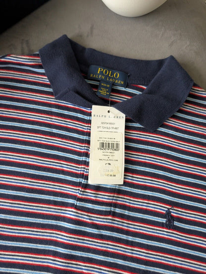 New Ralph Lauren Boys Navy Blue Stripe Polo T Shirt Age 10-12y  Smart Gift