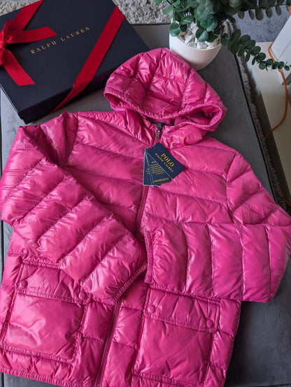 New Polo Ralph Lauren Lightweight Jacket Pink XL/16 Kids Coat Down Puffer £229