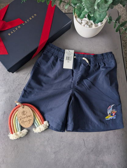 New Ralph Lauren Boys Swimming shorts Bear Surf Design Age 7-8yrs Summer Holiday