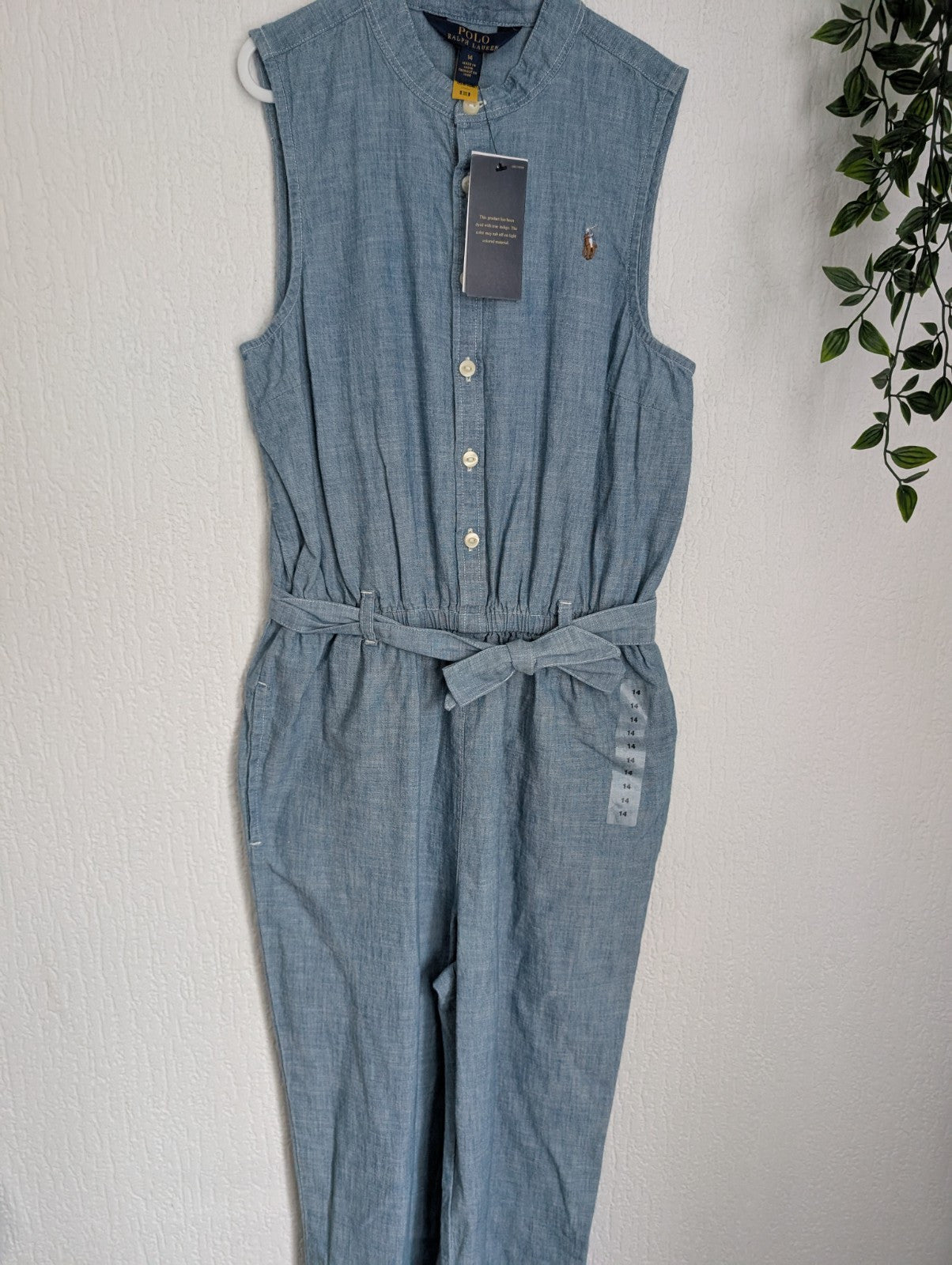 New Ralph Lauren Girls Denim Style Jumpsuit Chambray Age 14 Gift Occasion Gift