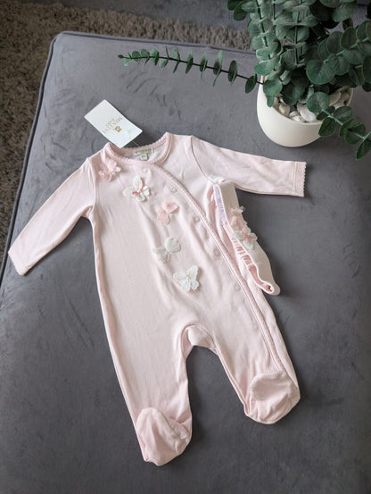 New Beautiful Butterfly Mintini Baby Girl Sleep suit Age 3m Pink Baby Girl Gift