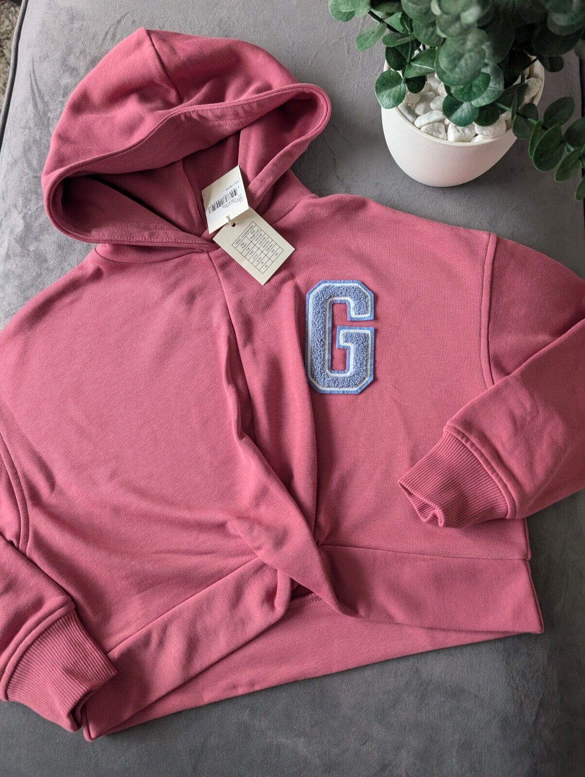 New GANT Girls knot front pink hoodie jumper pink knot g new £79  Gift 11-12