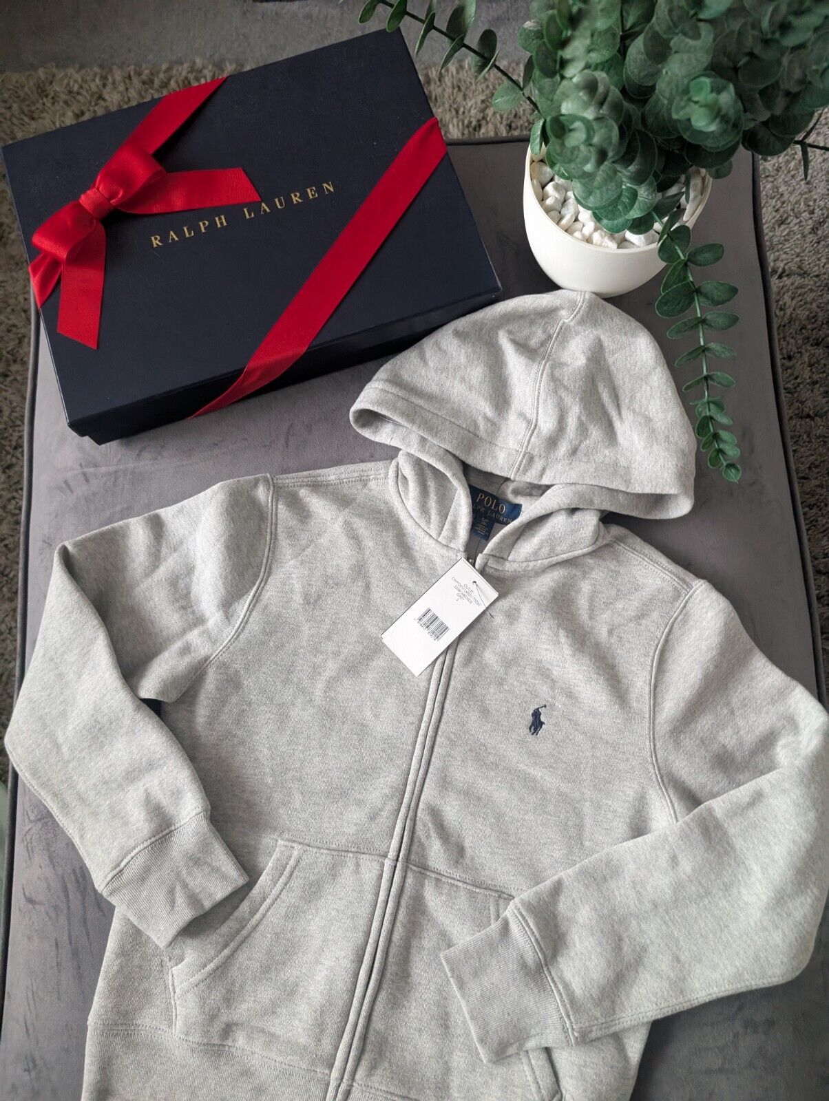 New Boys ralph lauren zip up hoodie Grey Full Zip Jacket Gift Smart Autumn S 7yr