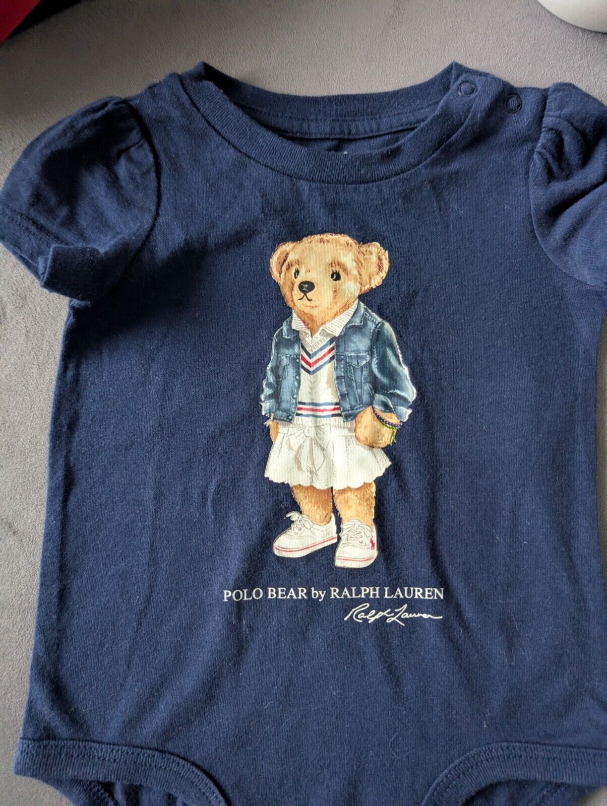 New Ralph Lauren Baby Girls Navy Blue Bear Bodysuit Gift VestRRP£45 0-3m Tennis