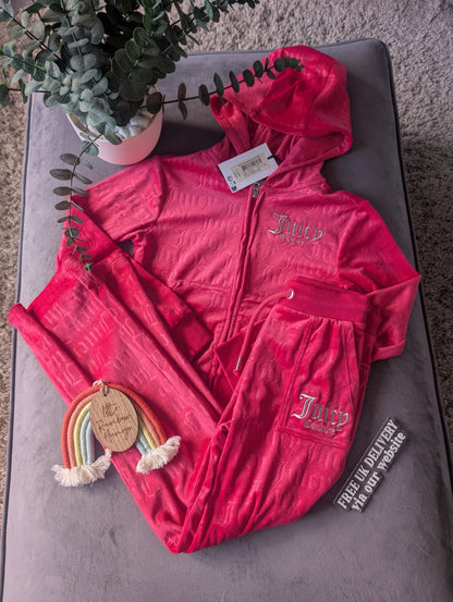 New Stunning Girls Velour Juicy Tracksuit Pink Age 8-9 years Rrp £90 Silver