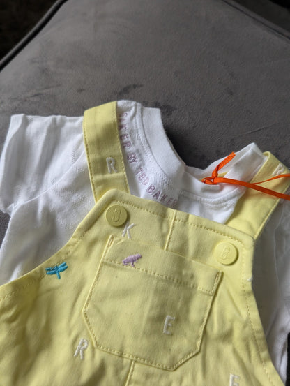 New Ted Baker Baby Boy Occasion Dungaree All In One Yellow Smart Romper Newborn