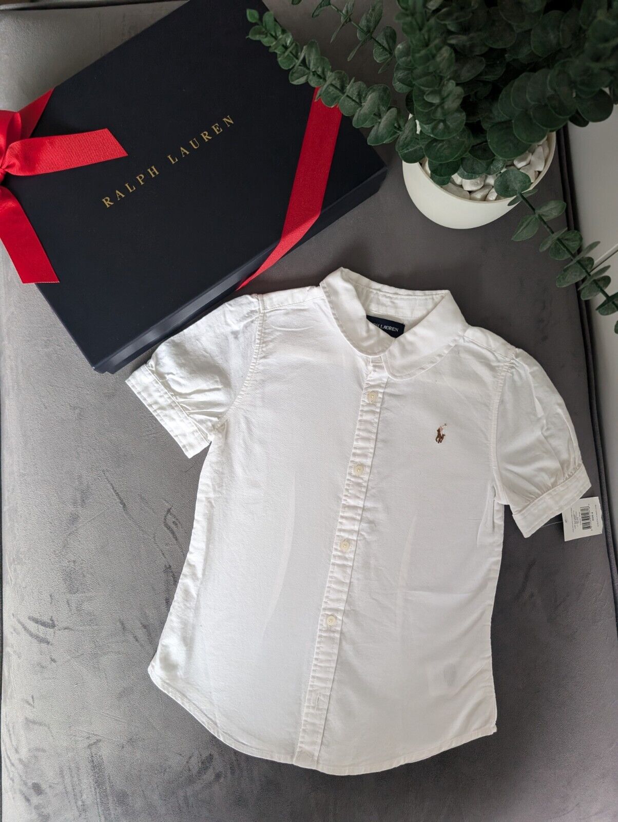 New Stunning Ralph Lauren Girls Collared White Plain Shirt Occasion Age 6 Smart