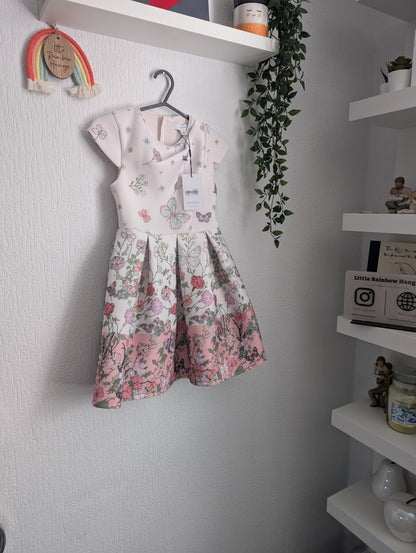 New REISS Butterfly Floral PRINTED SCUBA DRESS 7-8y Gift Pink Occasion Spring