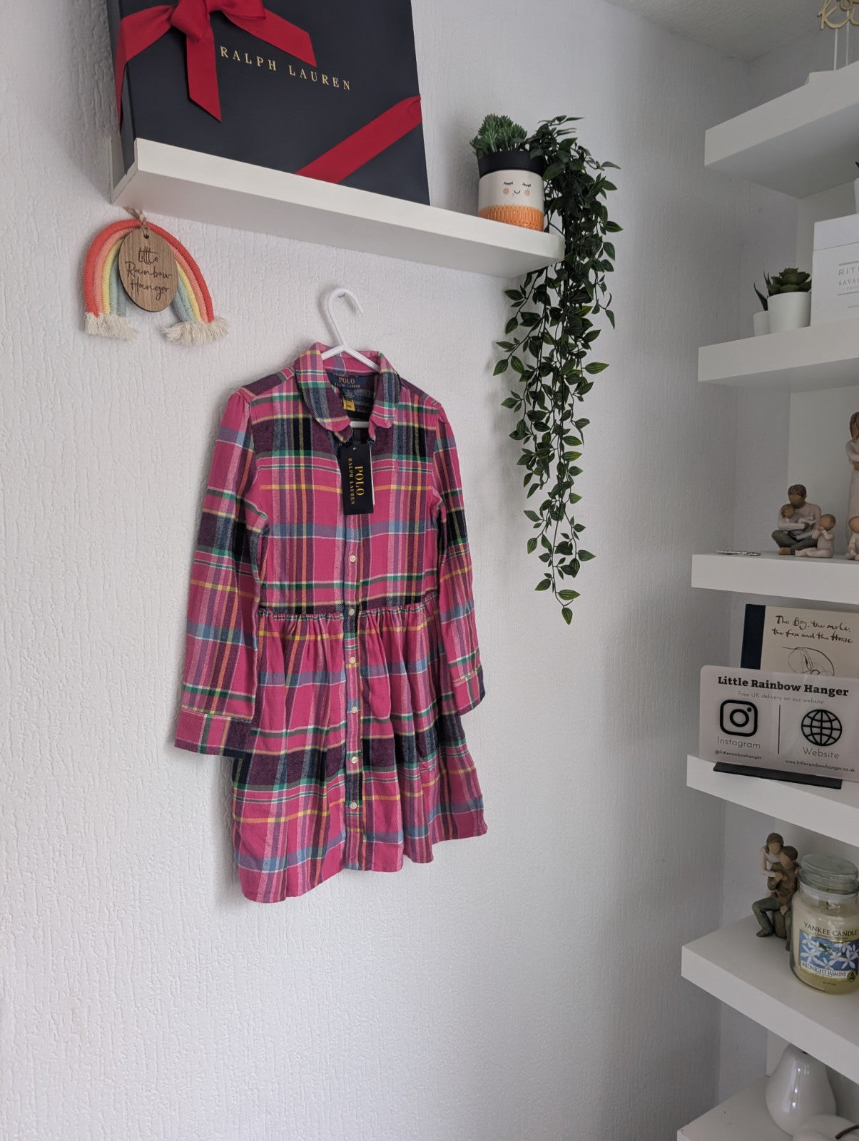 New Stunning Ralph Lauren Girls Tartan Plaid Flannel L Sleeve Dress 6 Yrs Pink