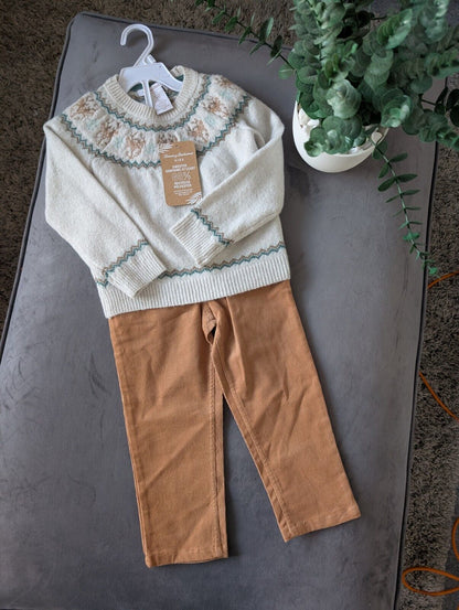 New Adorable Tommy Bahama Boys Outfit Age 18-24m Jumper + Chino Deer Ivory Sand