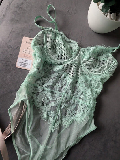 House of CB Nadia Mint Green Bodysuit Uk M BNWT’s Sexy Lace Cute Gift