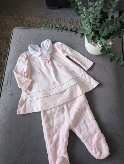 New Rock A Bye Baby Boutique Baby Girls Pink Bows Fleece Outfit Set 0-3m Gift