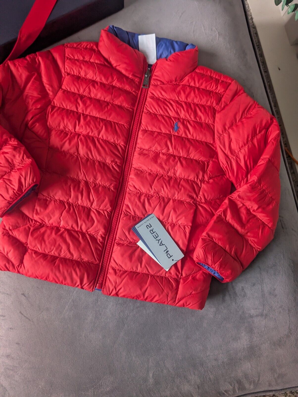 New Ralph Lauren Boys P-Layer 2 Reversible Jacket Coat Red Blue All Weather 6yrs