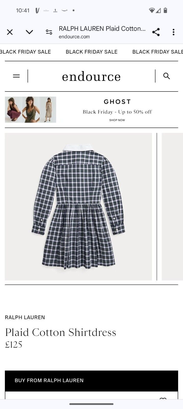 New Girls Polo Ralph Lauren Checked Plaid Dress Poplin Shirt Dress Cotton 6y New