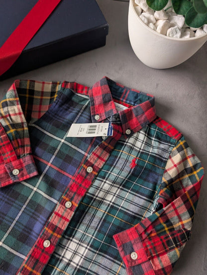 New Ralph Lauren Baby Boy Checked Shirt Smart Occasion Gift Age 9m Red L Sleeve