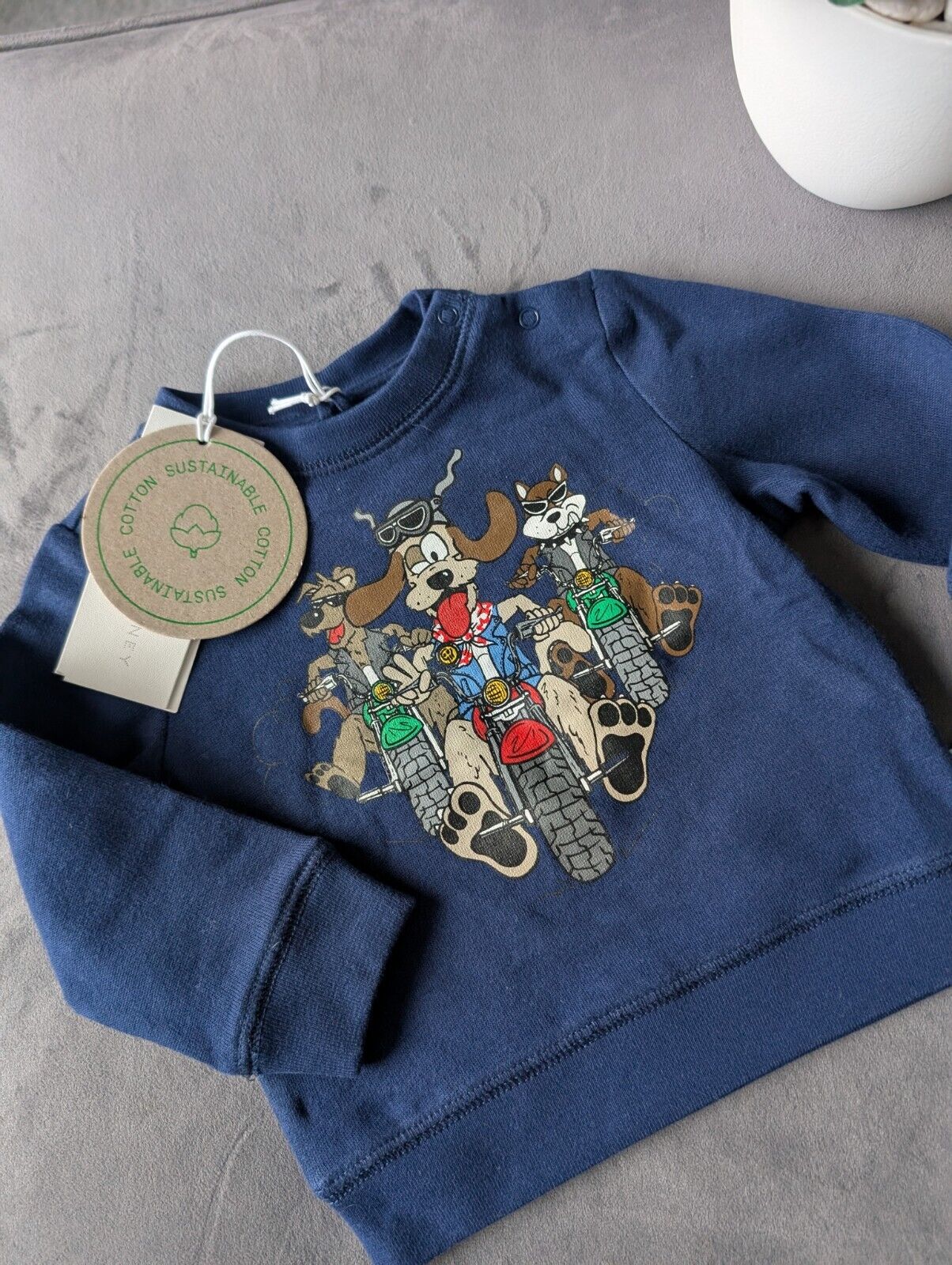 New Stella McCartney Kids Dog Biker Baby Sweater Jumper Boys UK 6 Months Navy