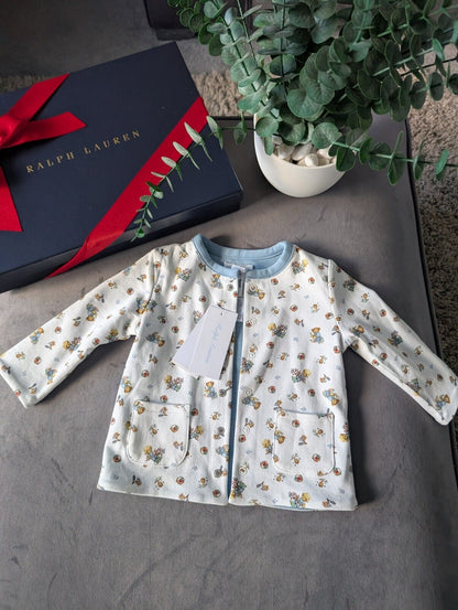 New Ralph Lauren Baby Boy Reversible Jacket Blue Farmhouse Bear Design 6-9m Gift