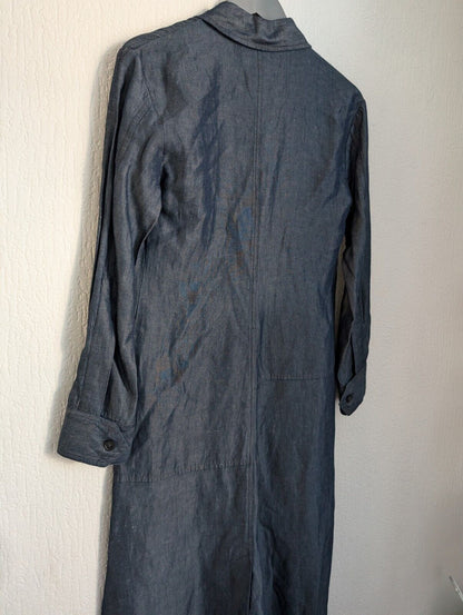 new Zara Denim Linen Blend Kyra Dress XS light winter autumn oversized fit