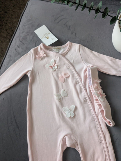 New Beautiful Butterfly Mintini Baby Girl Sleep suit Age 3m Pink Baby Girl Gift