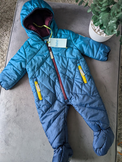 New Baby Boy Ted Baker Snowsuit All In One Suit 3-6 Months Blue ombre Fleece